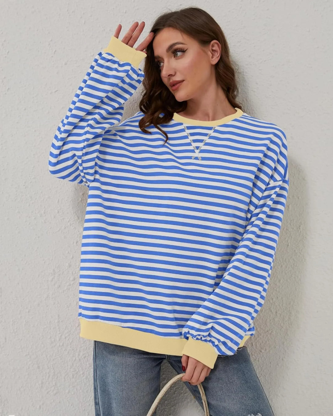 Emily | Stylish Striped Oversized Crewneck Sweatshirt