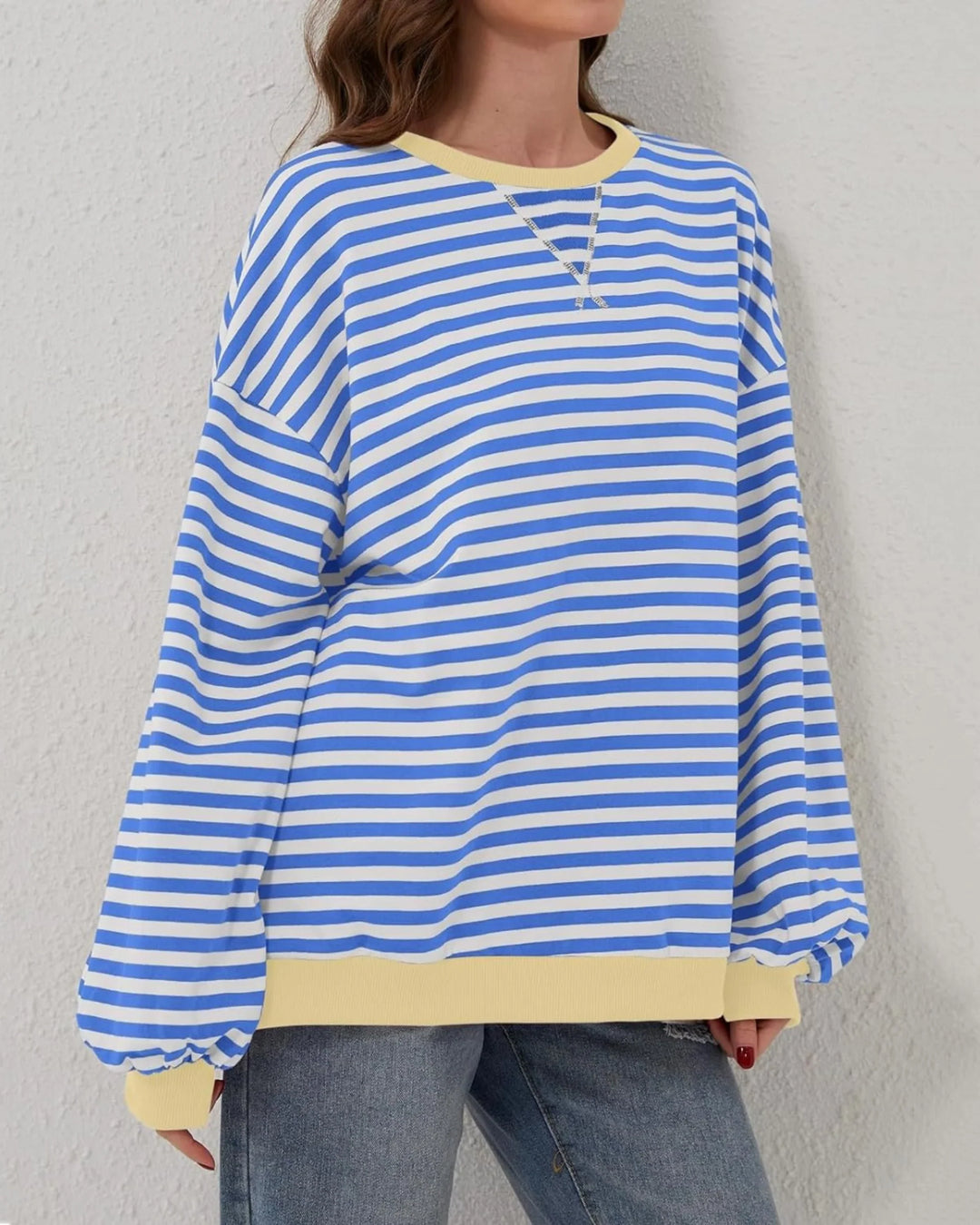 Emily | Stylish Striped Oversized Crewneck Sweatshirt