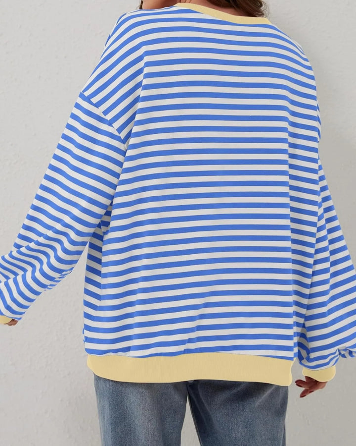 Emily | Stylish Striped Oversized Crewneck Sweatshirt
