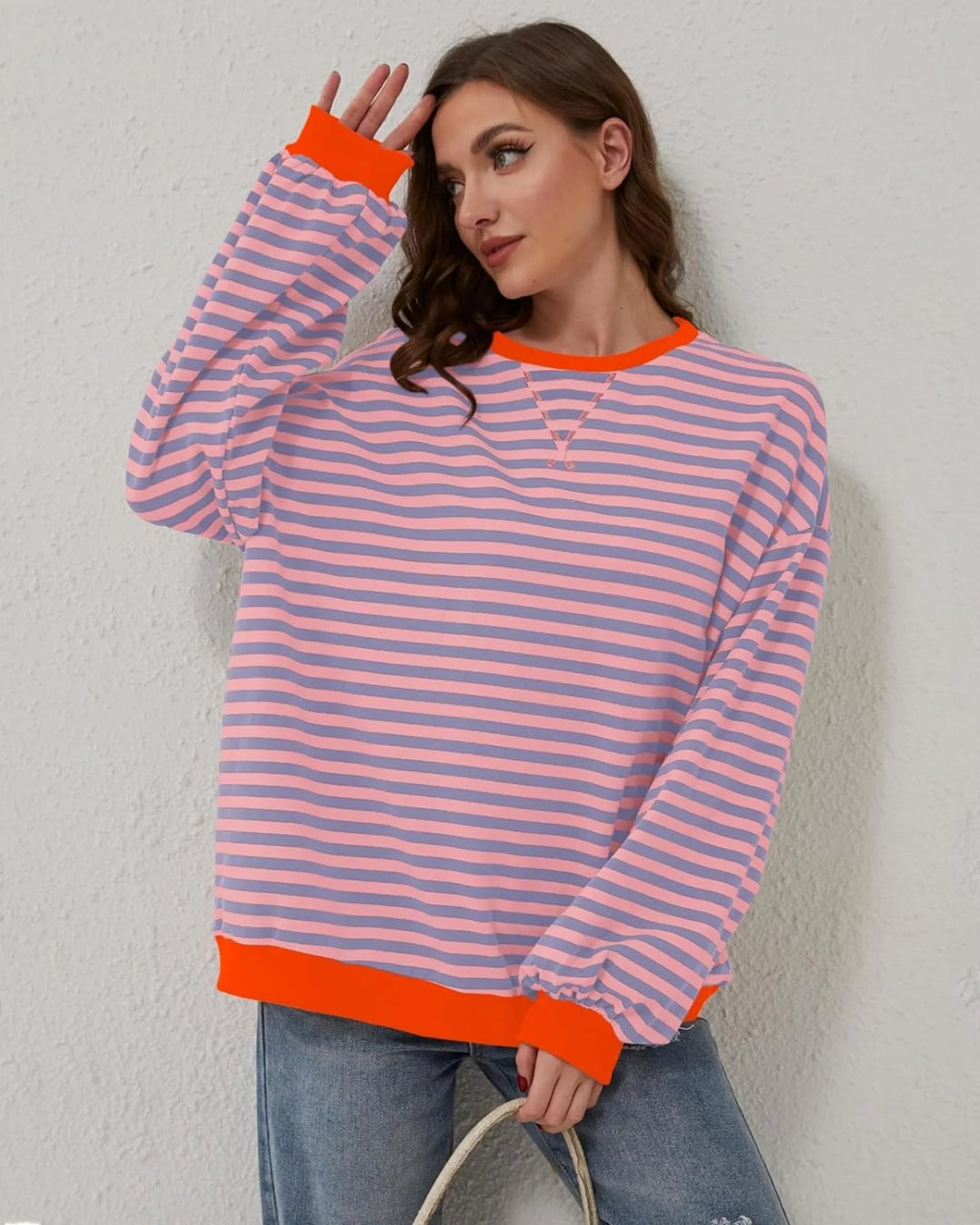 Emily | Stylish Striped Oversized Crewneck Sweatshirt
