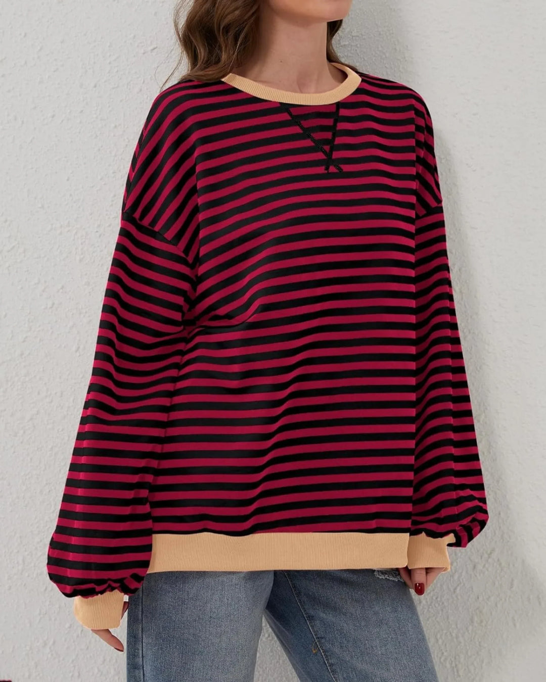 Emily | Stylish Striped Oversized Crewneck Sweatshirt