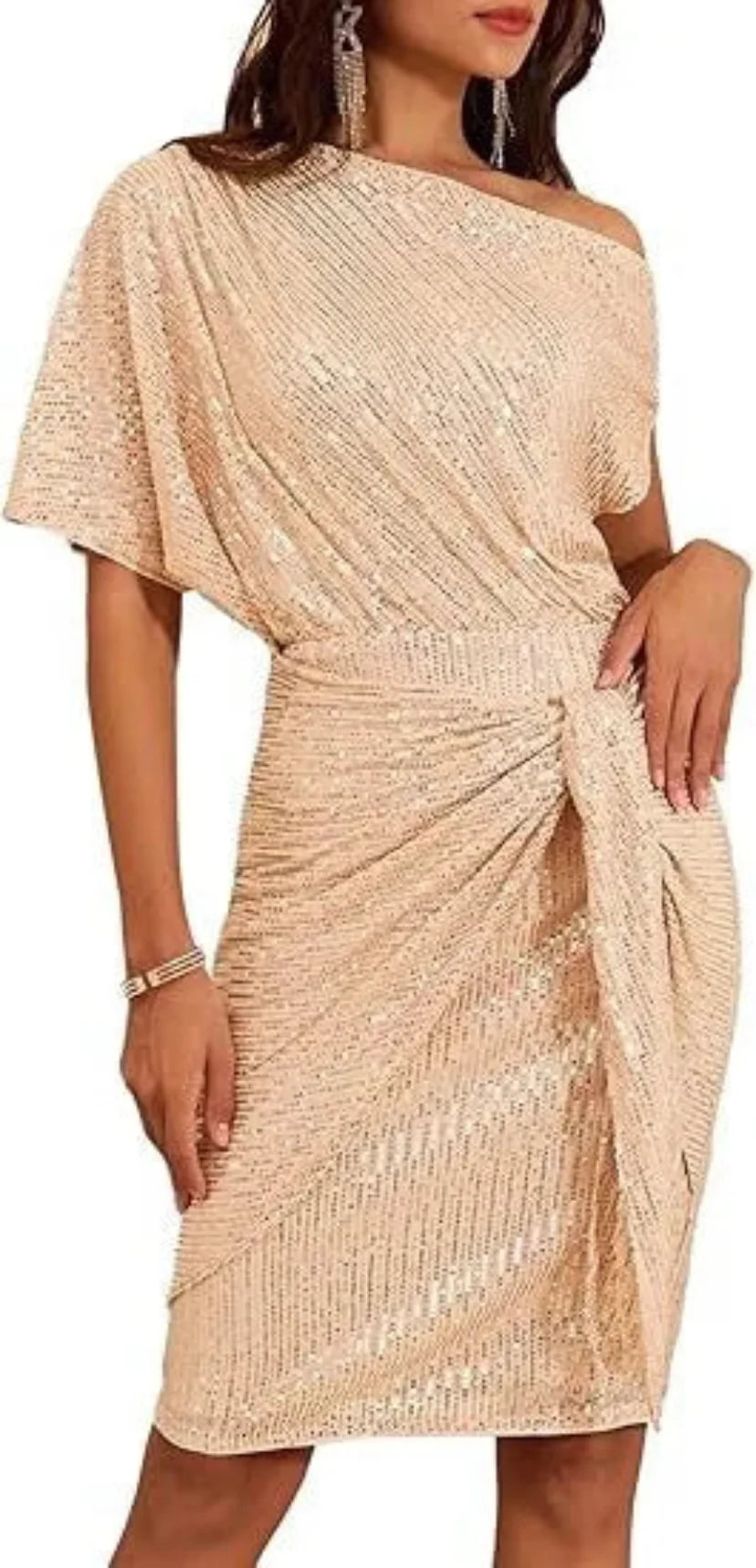 Emma | Refined Sequined One-Shoulder Christmas Dress