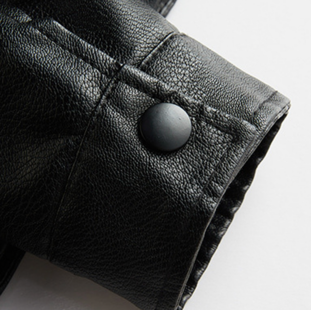 Eric | Polished Shearling Collar Leather Bomber Jacket