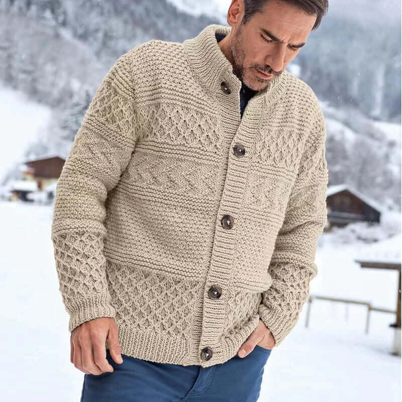 Ethan | Button Front Chunky Cable Knit Sweater Cardigan