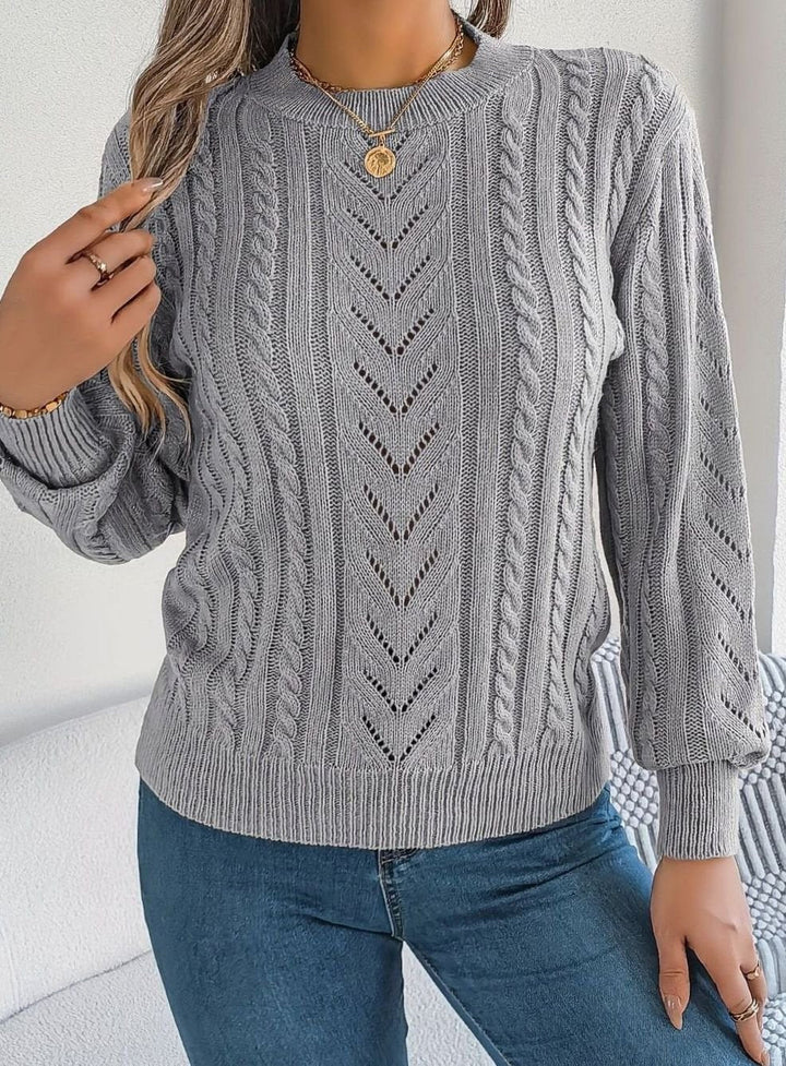 Evelyn | Elegant Cable-Knit Christmas Sweater Women Crew Neck Pullover