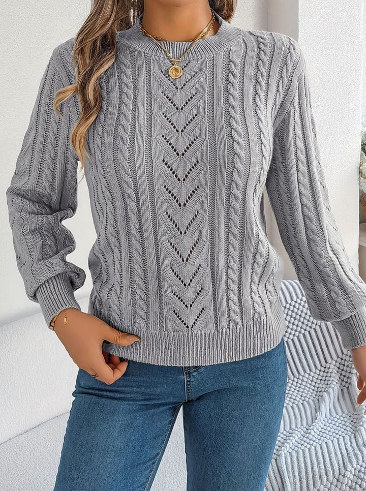 Evelyn | Elegant Cable-Knit Christmas Sweater Women Crew Neck Pullover