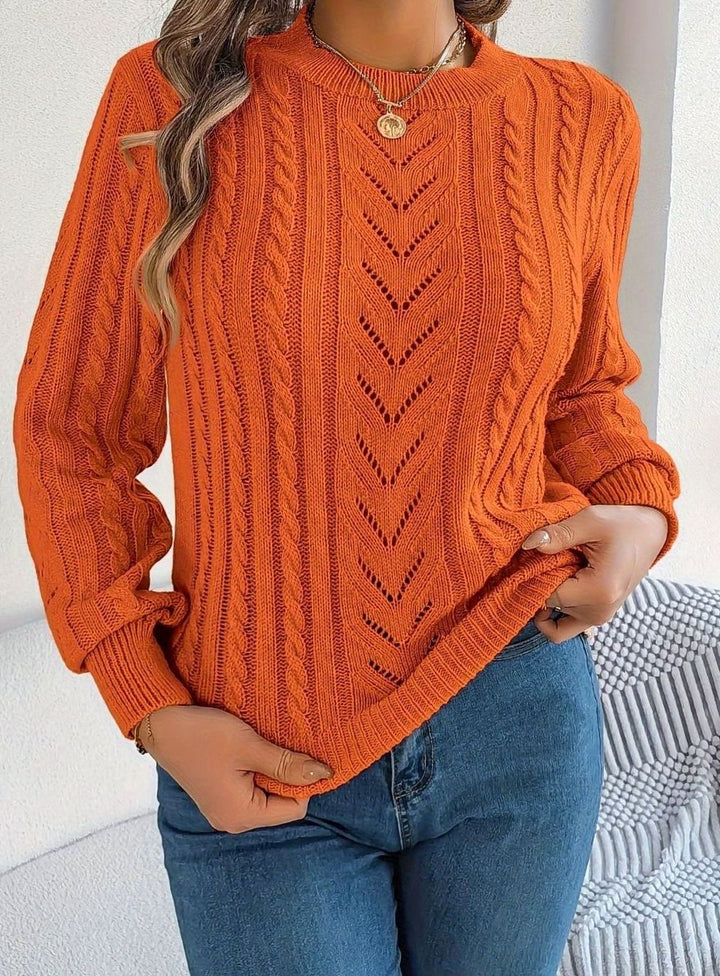 Evelyn | Elegant Cable-Knit Christmas Sweater Women Crew Neck Pullover