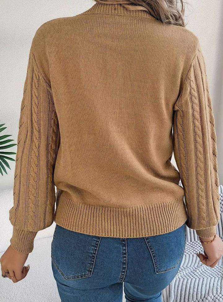 Evelyn | Elegant Cable-Knit Christmas Sweater Women Crew Neck Pullover