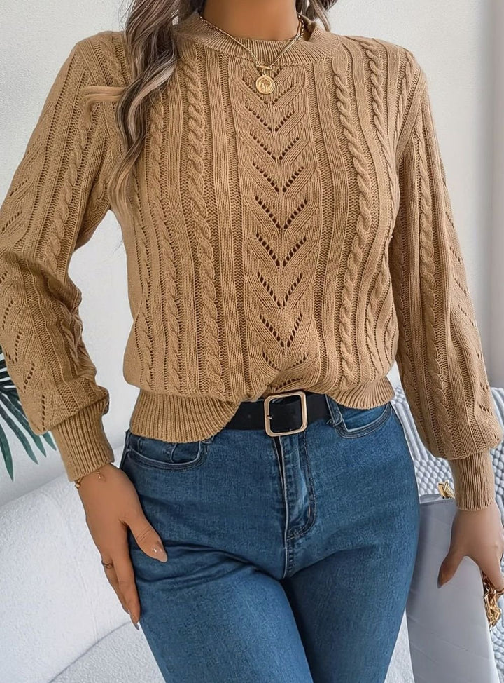 Evelyn | Elegant Cable-Knit Christmas Sweater Women Crew Neck Pullover