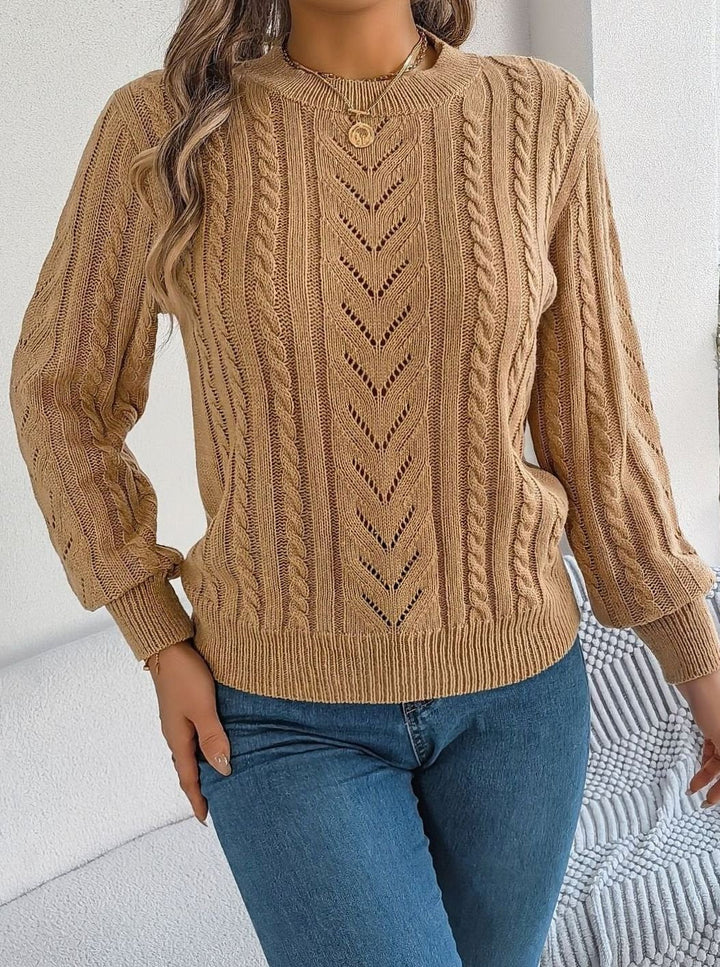 Evelyn | Elegant Cable-Knit Christmas Sweater Women Crew Neck Pullover