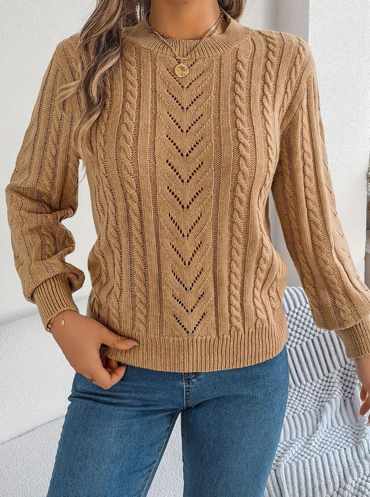 Evelyn | Elegant Cable-Knit Christmas Sweater Women Crew Neck Pullover
