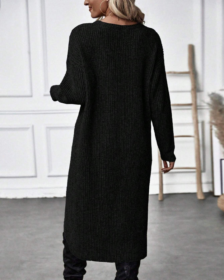 Evelyn | Polished Long Sleeve Midi Dress with Wrap Hem