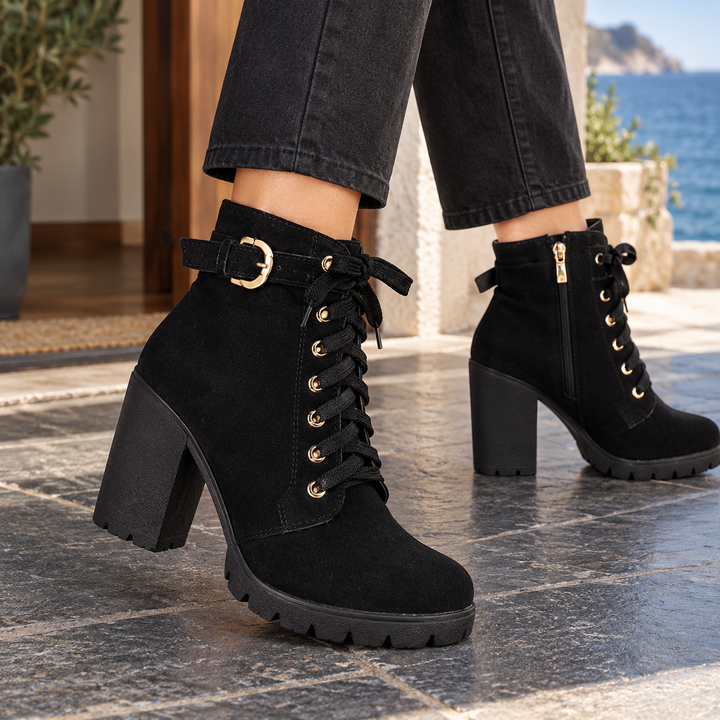 Frances | Relaxed Lace-Up Combat Boots Women Chunky Heel Ankle Boots