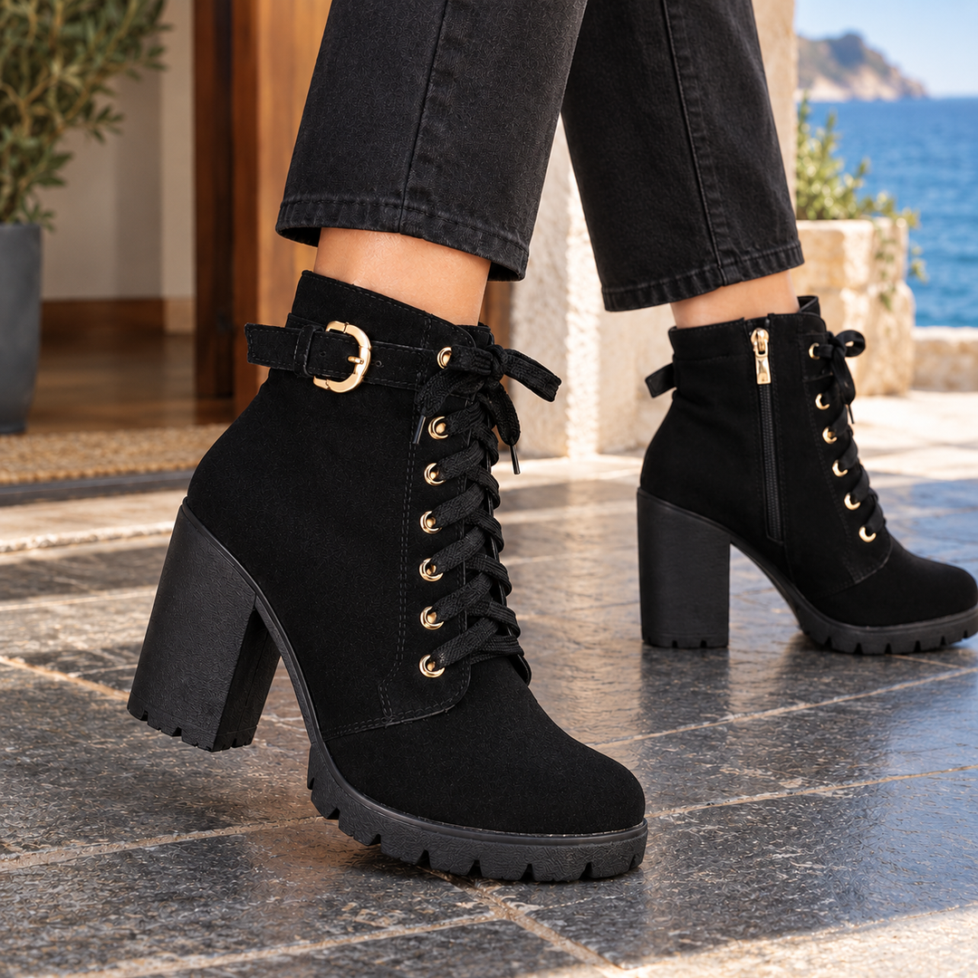 Frances | Relaxed Lace-Up Combat Boots Women Chunky Heel Ankle Boots