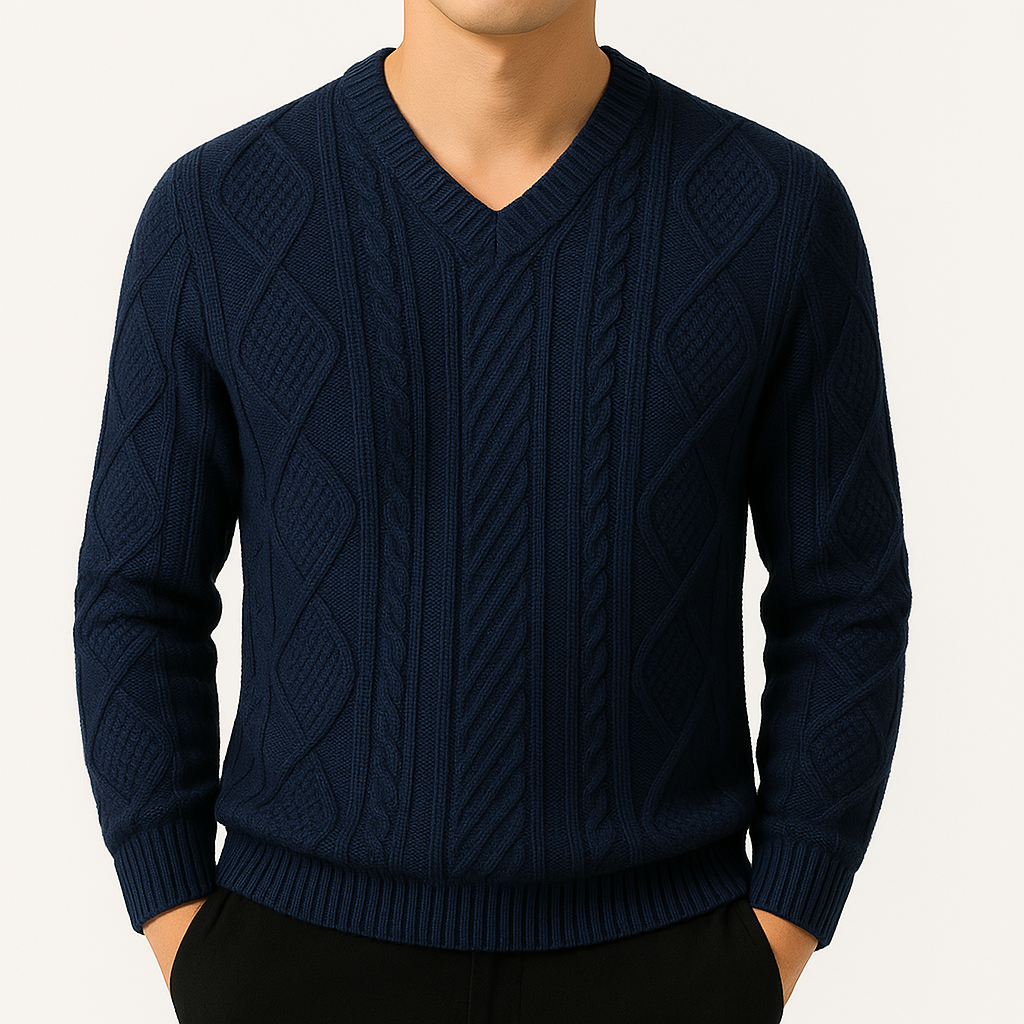 Frank | Cozy V-Neck Chunky Cable Knit Sweater