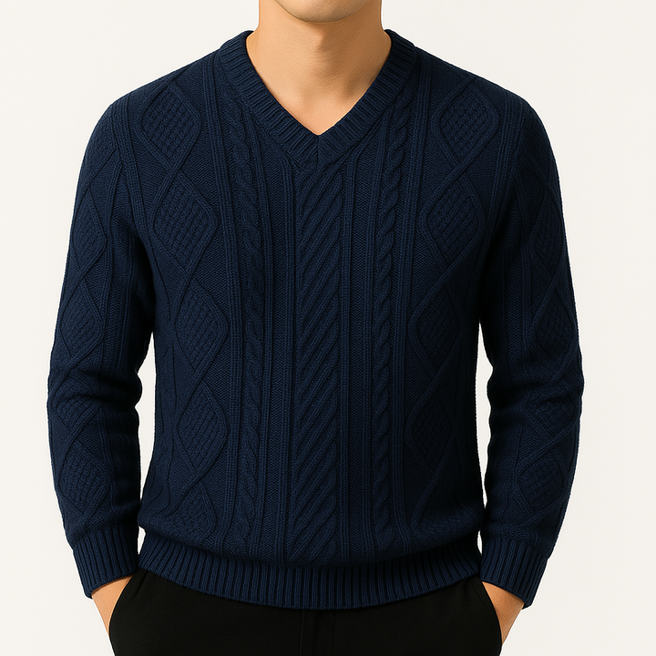 Frank | Cozy V-Neck Chunky Cable Knit Sweater