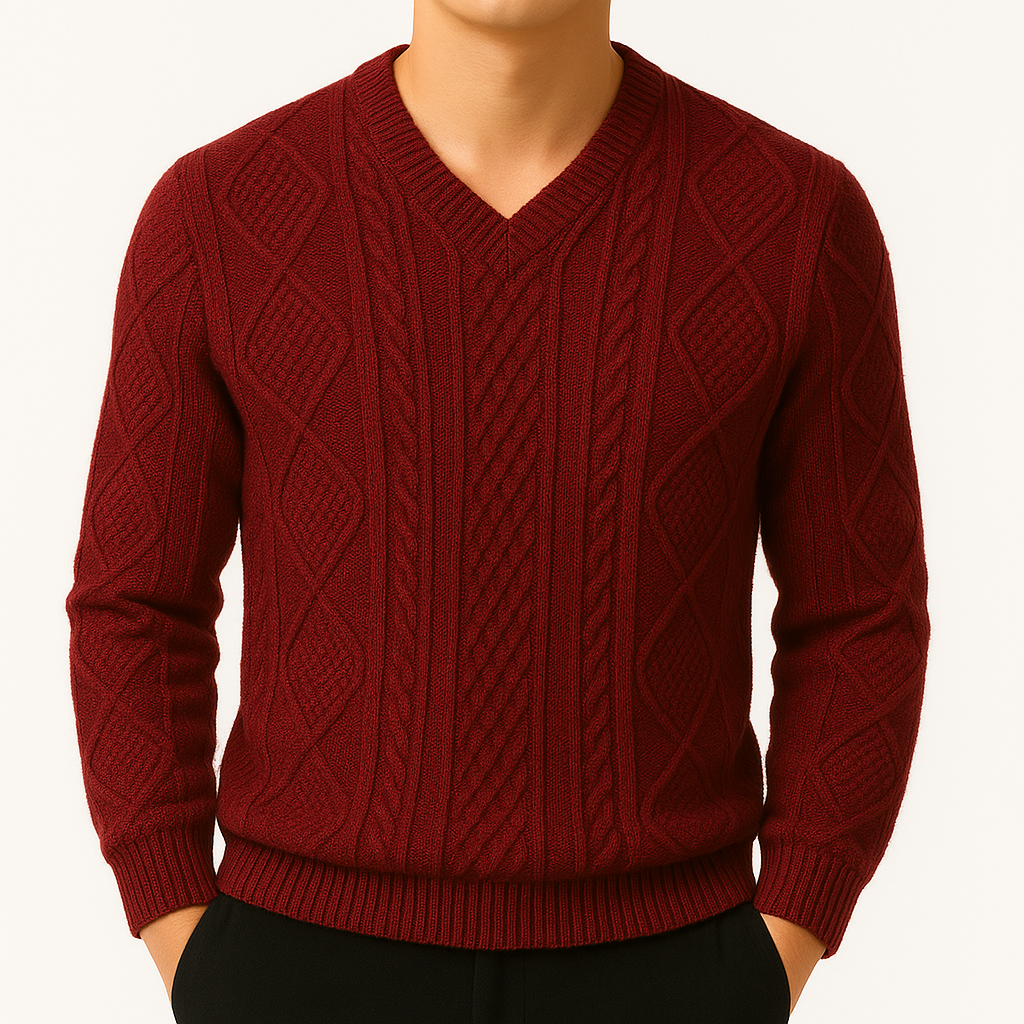 Frank | Cozy V-Neck Chunky Cable Knit Sweater