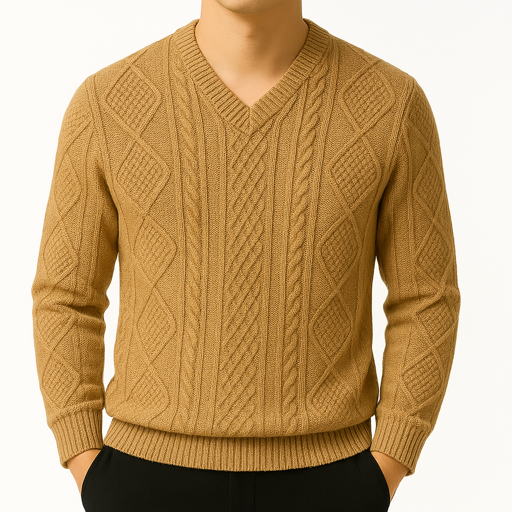 Frank | Cozy V-Neck Chunky Cable Knit Sweater