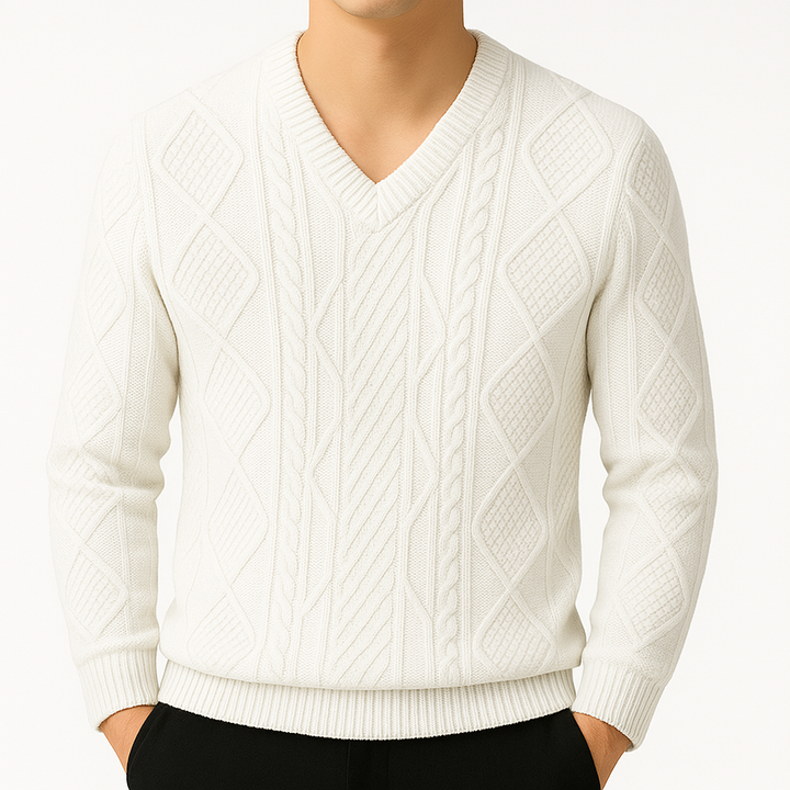 Frank | Cozy V-Neck Chunky Cable Knit Sweater