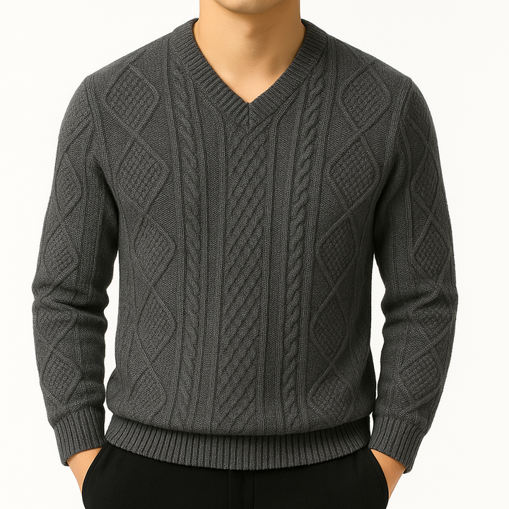 Frank | Cozy V-Neck Chunky Cable Knit Sweater