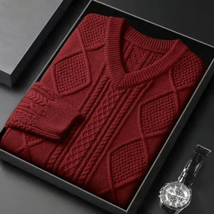 Frank | Cozy V-Neck Chunky Cable Knit Sweater