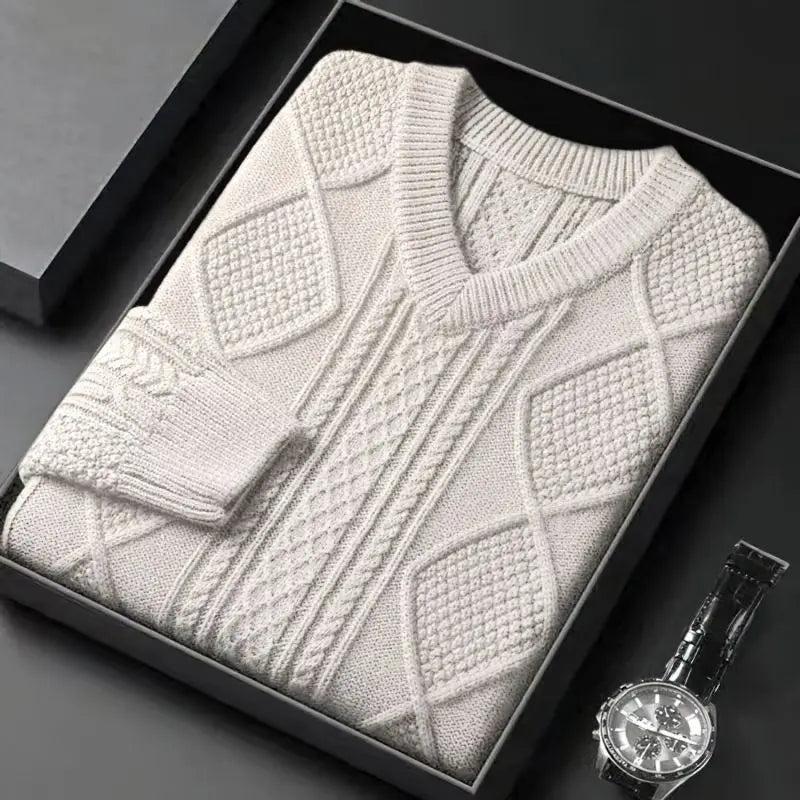 Frank | Cozy V-Neck Chunky Cable Knit Sweater