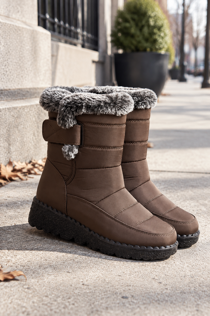 Gloria | Relaxed Faux Fur Trim Quilted Winter Boots for Women