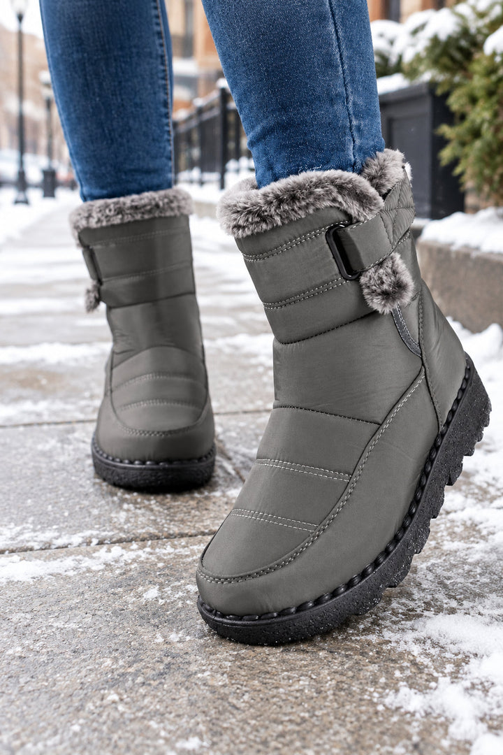 Gloria | Relaxed Faux Fur Trim Quilted Winter Boots for Women