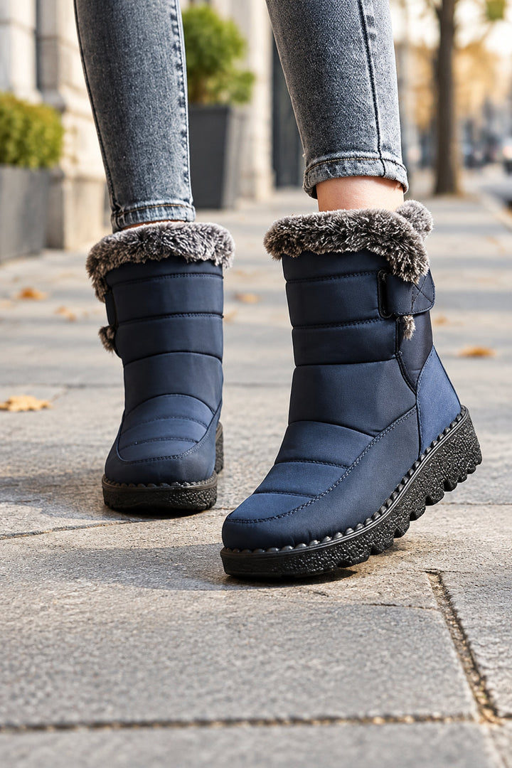 Gloria | Relaxed Faux Fur Trim Quilted Winter Boots for Women