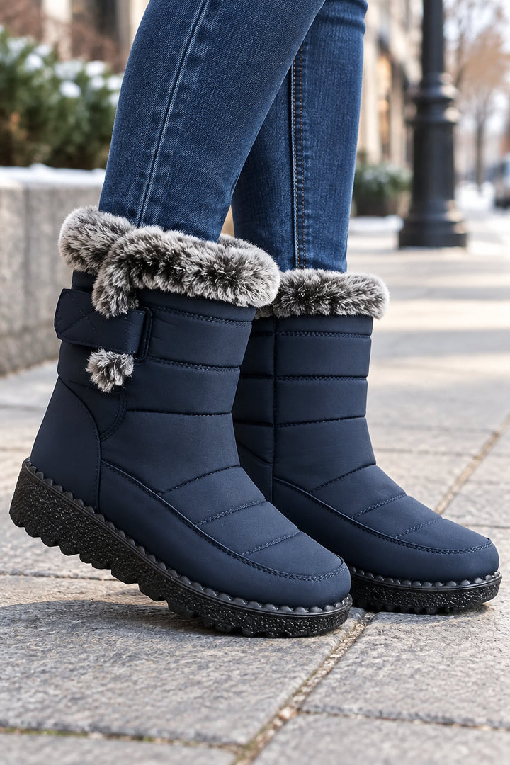 Gloria | Relaxed Faux Fur Trim Quilted Winter Boots for Women