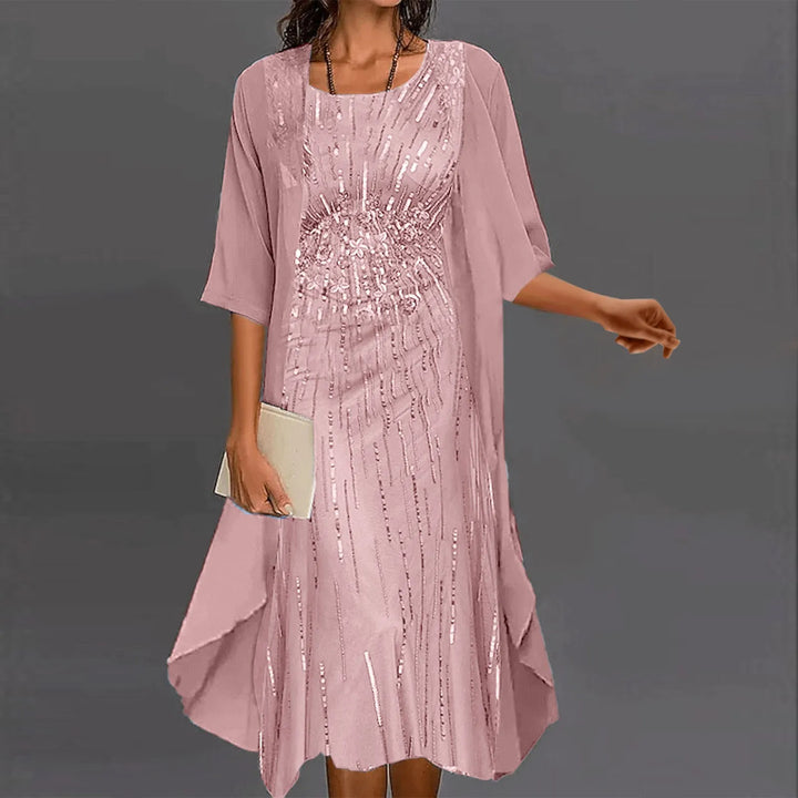 Grace | Refined Sequin Christmas Dress with Flowy Chiffon Overlay
