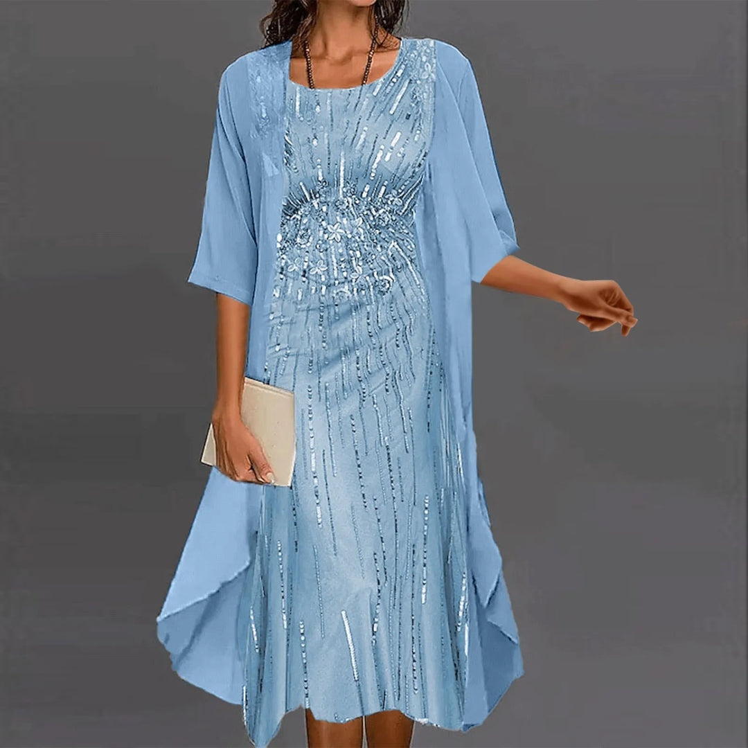 Grace | Refined Sequin Christmas Dress with Flowy Chiffon Overlay