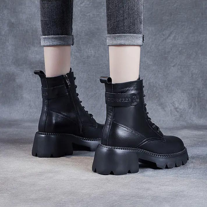 Hannah | Graceful Chunky Sole Lace-Up Combat Boots