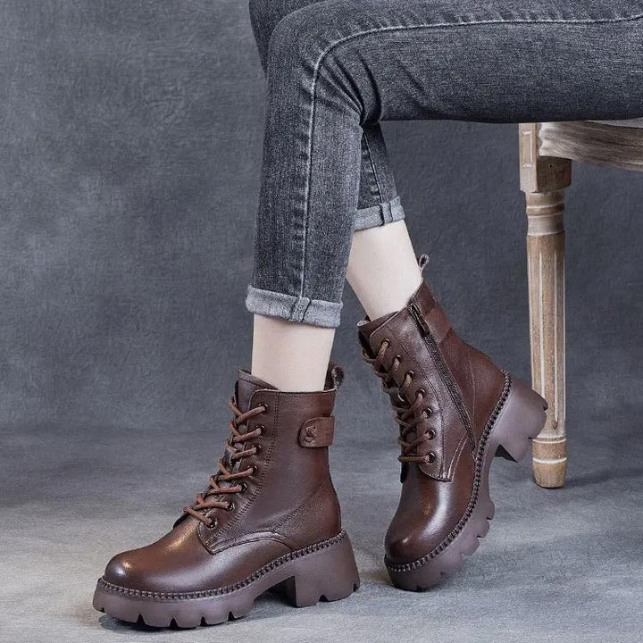 Hannah | Graceful Chunky Sole Lace-Up Combat Boots
