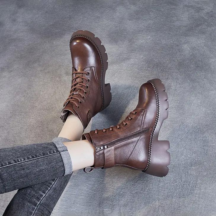 Hannah | Graceful Chunky Sole Lace-Up Combat Boots
