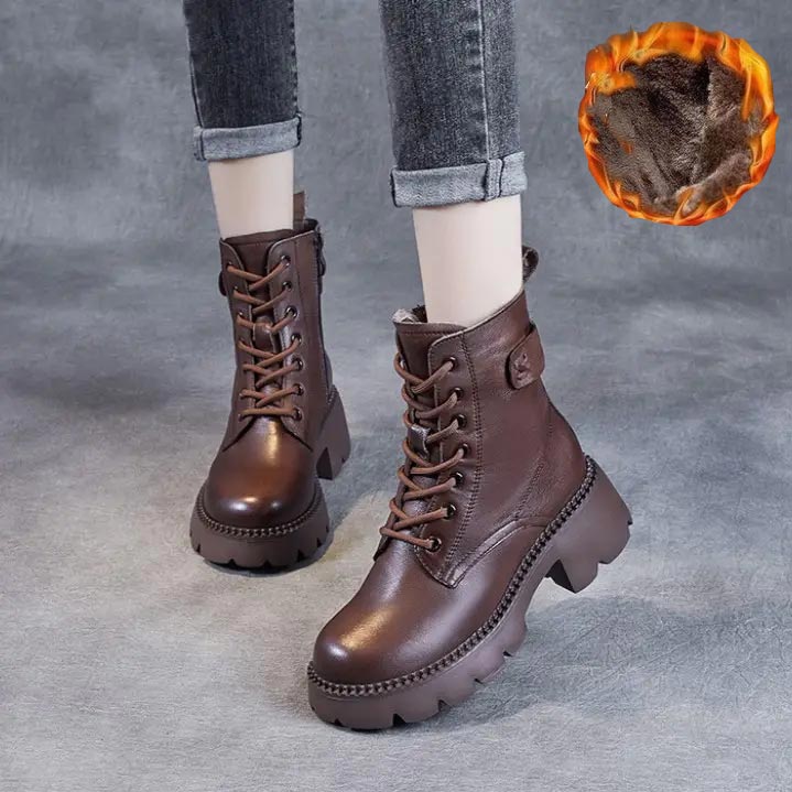 Hannah | Graceful Chunky Sole Lace-Up Combat Boots