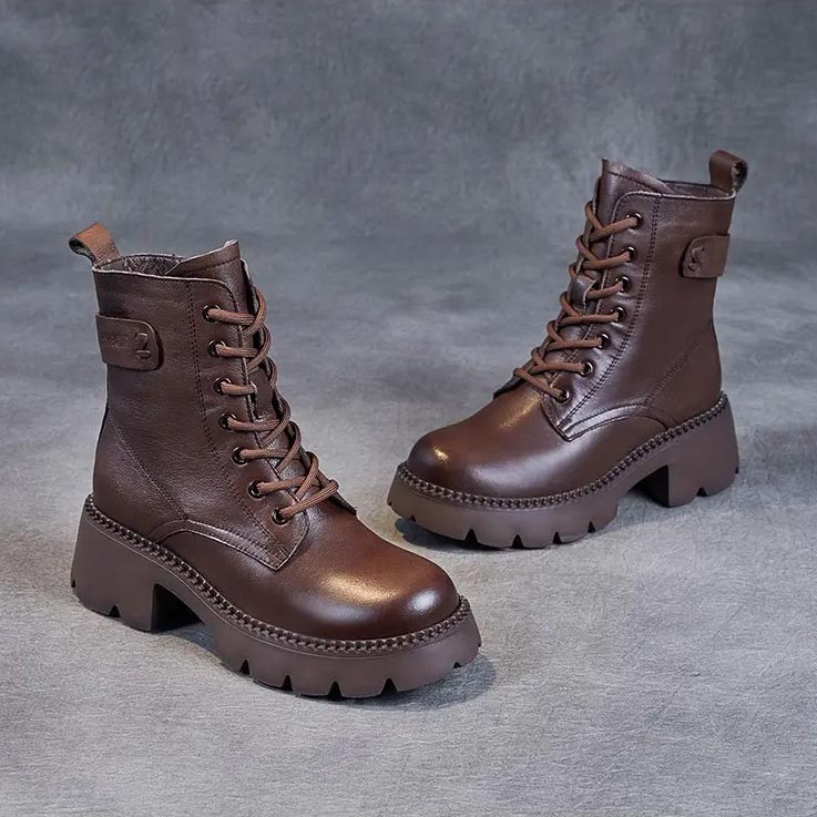 Hannah | Graceful Chunky Sole Lace-Up Combat Boots