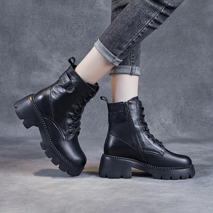 Hannah | Graceful Chunky Sole Lace-Up Combat Boots
