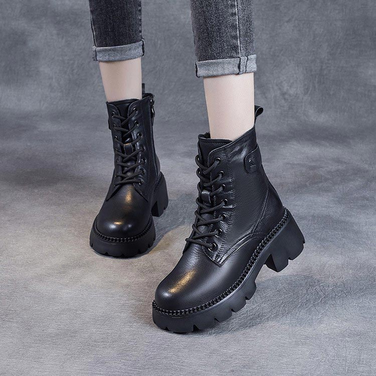 Hannah | Graceful Chunky Sole Lace-Up Combat Boots
