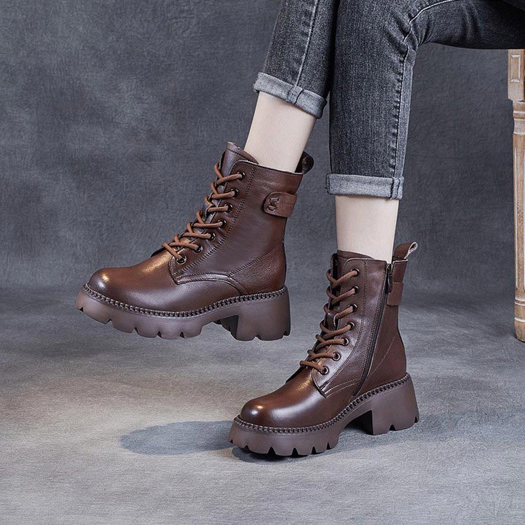Hannah | Graceful Chunky Sole Lace-Up Combat Boots