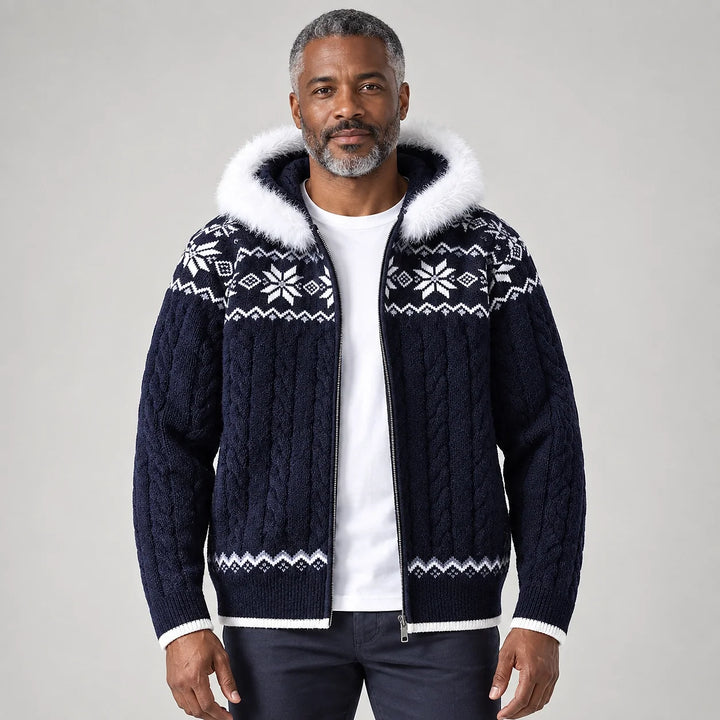 Harold | Relaxed Hooded Zip Up Chunky Cable Knit Sweater
