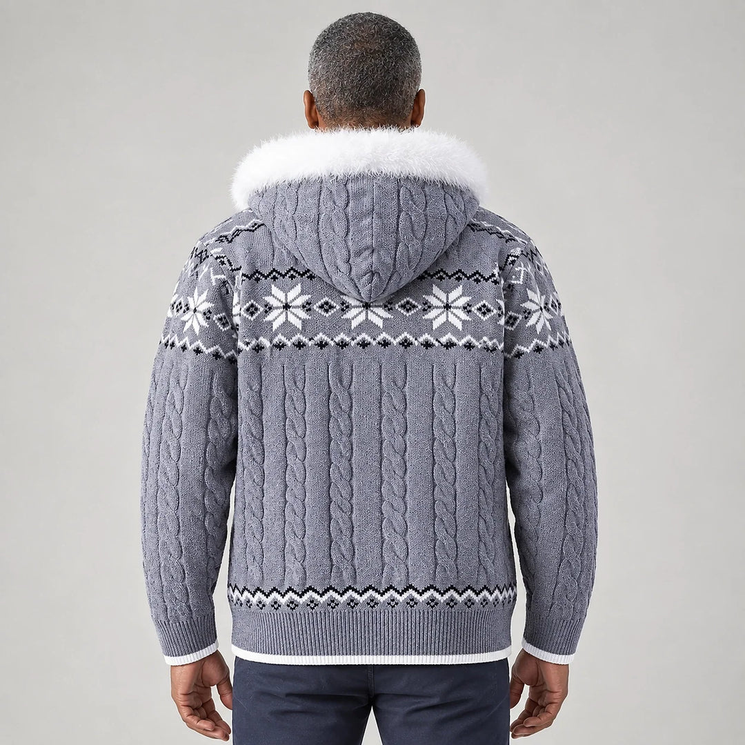 Harold | Relaxed Hooded Zip Up Chunky Cable Knit Sweater