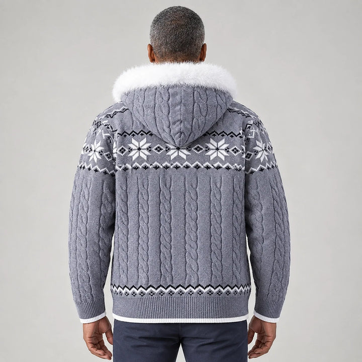 Harold | Relaxed Hooded Zip Up Chunky Cable Knit Sweater