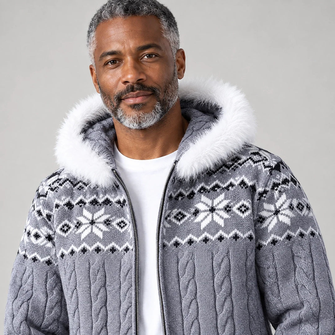 Harold | Relaxed Hooded Zip Up Chunky Cable Knit Sweater