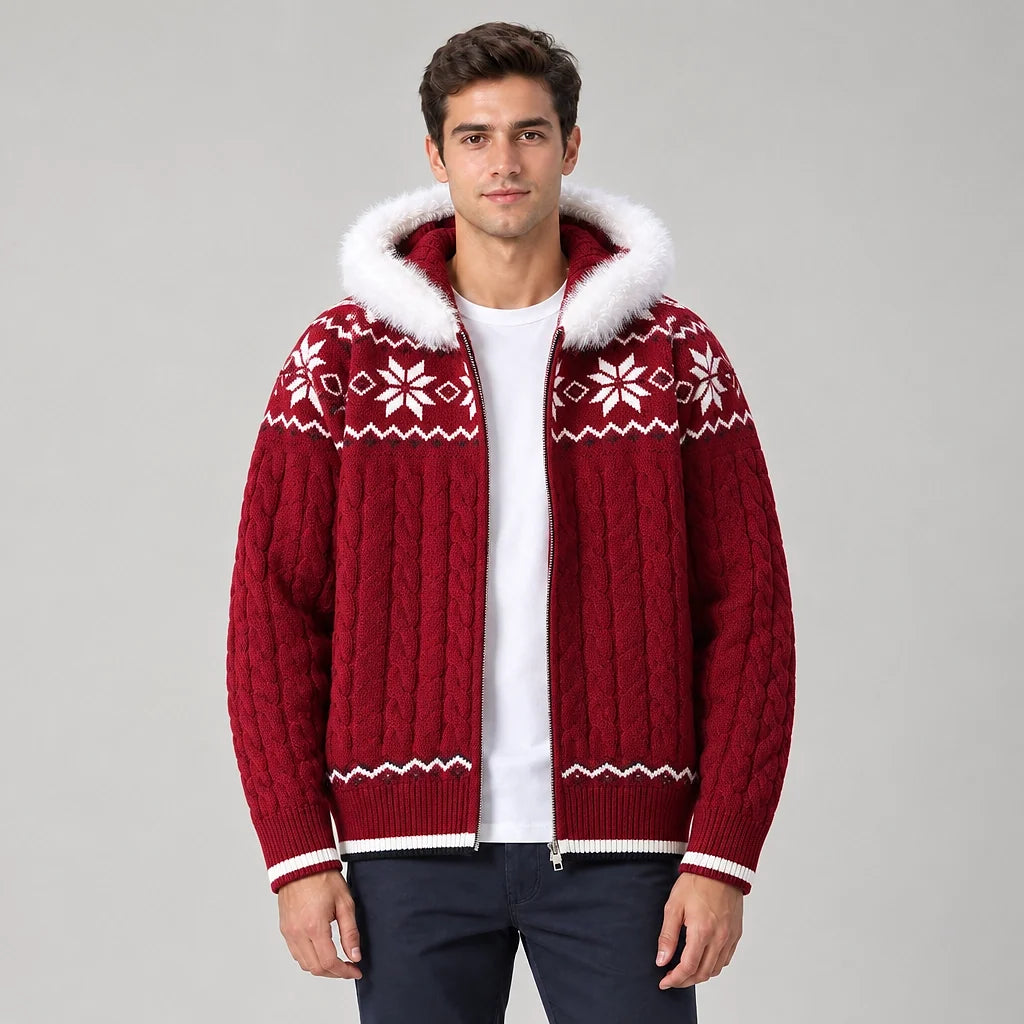 Harold | Relaxed Hooded Zip Up Chunky Cable Knit Sweater
