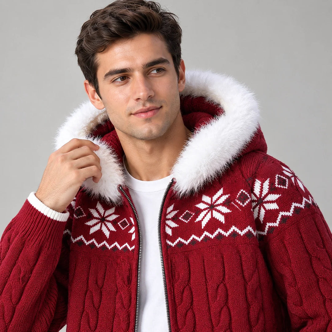 Harold | Relaxed Hooded Zip Up Chunky Cable Knit Sweater