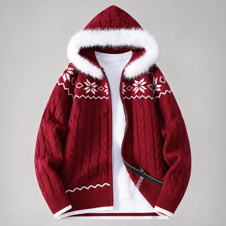 Harold | Relaxed Hooded Zip Up Chunky Cable Knit Sweater