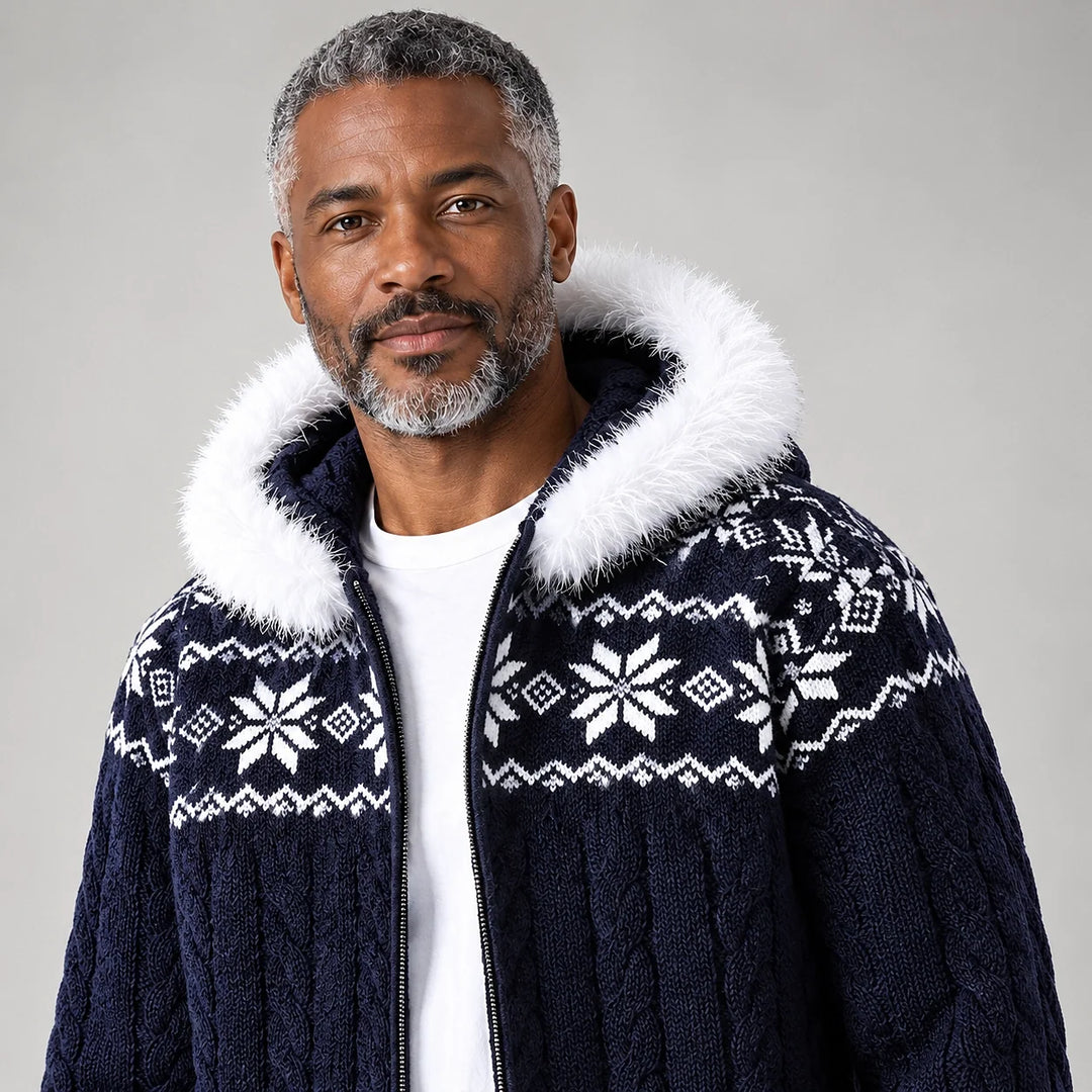 Harold | Relaxed Hooded Zip Up Chunky Cable Knit Sweater