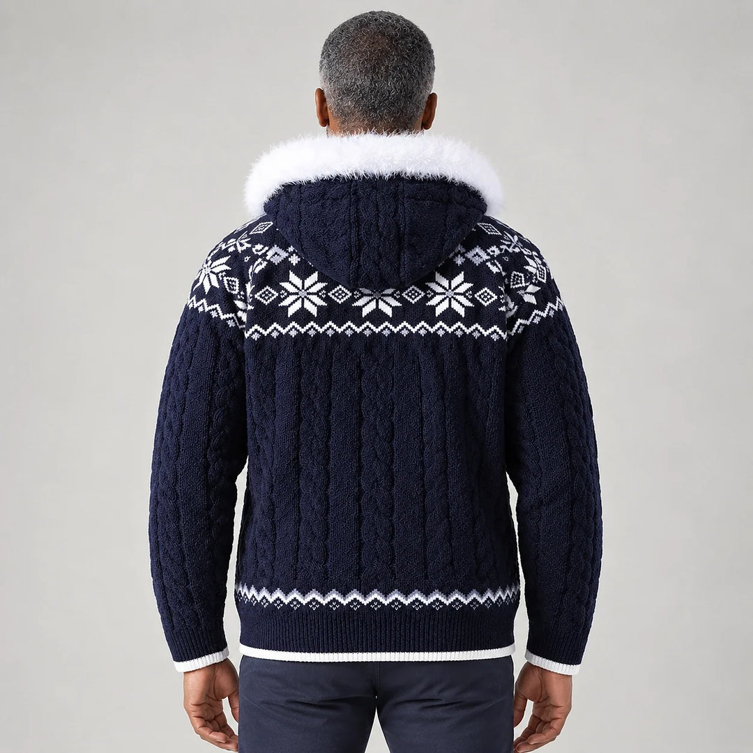Harold | Relaxed Hooded Zip Up Chunky Cable Knit Sweater