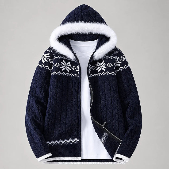 Harold | Relaxed Hooded Zip Up Chunky Cable Knit Sweater